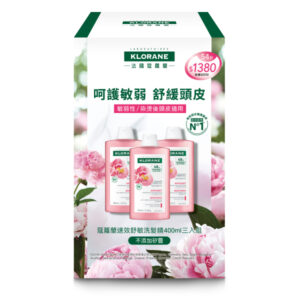 KLORANE蔻蘿蘭 速效舒敏洗髮精400ml 三入組